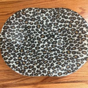 Leopard Cheetah Modern Art Abstract Glass Decorative Dish / Fruit Bowl Accent